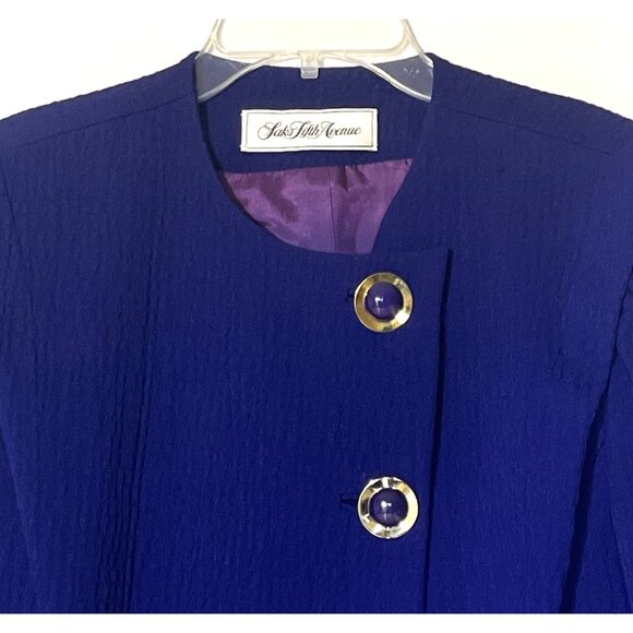 VTG David Hayes x Saks Fifth Ave Purple 100% Wool Button Blazer - USA - Picture 3 of 7
